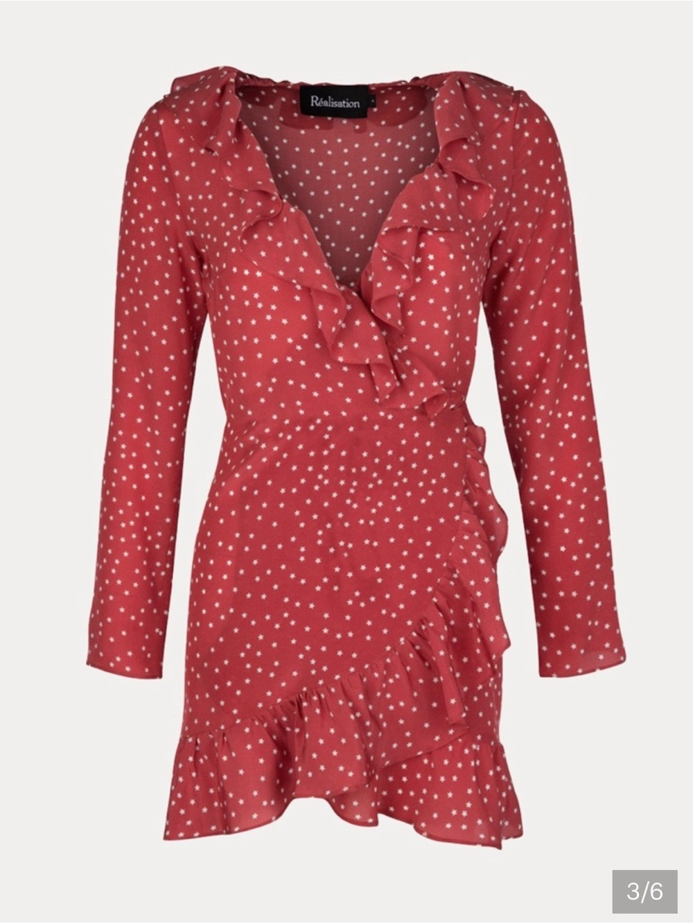 Realisation Par Red Star Print Ruffle Mini Dress - Picture 3 of 8